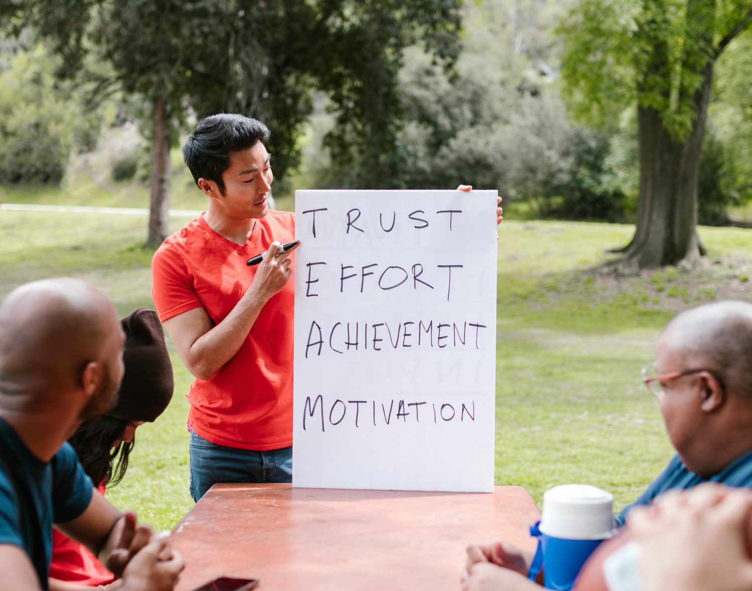 Man Speaking To A Group On Team Building