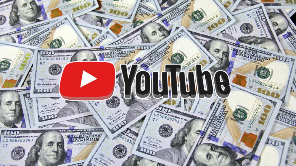 youtube logo infront of 100 dollar bills